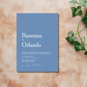 Convites Casamento Simples Minimalista Azul Francês Moderno