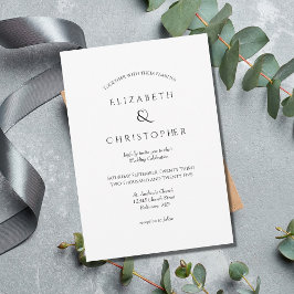 Convites Casamento Simples Minimalista Branco Preto 