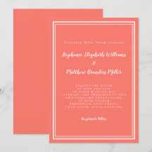 Casamento Simples Minimalista Chic Coral Branco