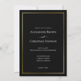 Convites Casamento Simples Minimalista com Fundo Preto