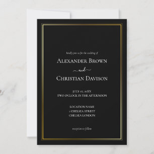Convites Casamento Simples Minimalista com Fundo Preto