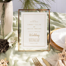 Convites Casamento Simples Minimalista|Dourado de Quadro In
