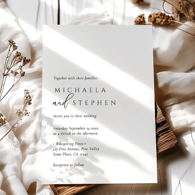 Convites Casamento Simples Minimalista Elegante (Criador carregado)