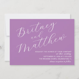 Convites Casamento Simples Minimalista Foto Lavanda Script