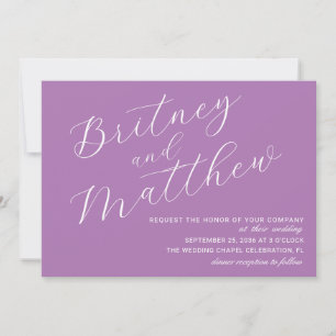 Convites Casamento Simples Minimalista Foto Lavanda Script