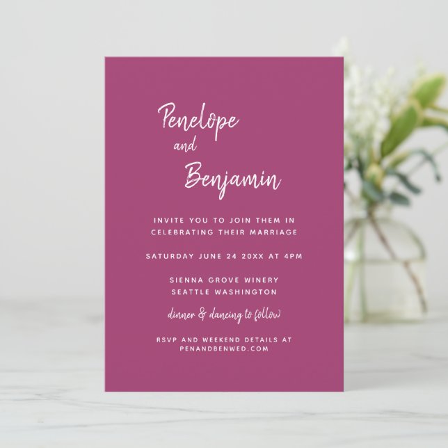 Convites Casamento Simples Minimalista Moderno Orquídea Mag (Em pé/Frente)