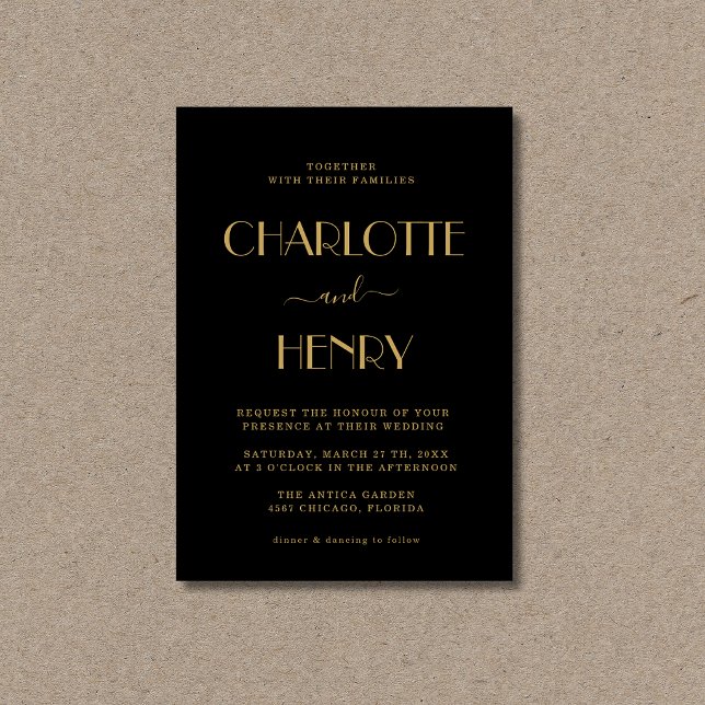 Convites Casamento Simples Minimalista Moderno Ouro Preto (Criador carregado)