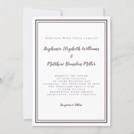 Convites Casamento Simples Minimalista Roxo Branco Chic