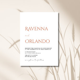 Convites Casamento Simples Minimalista Terracota