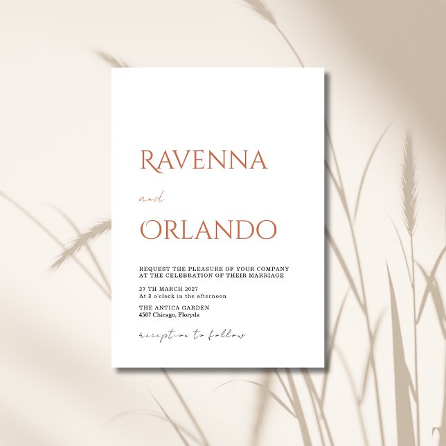 Convites Casamento Simples Minimalista Terracota (Criador carregado)