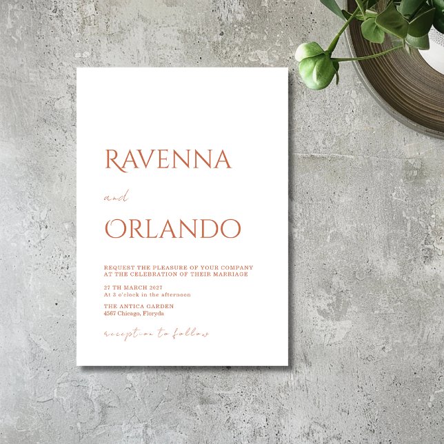Convites Casamento Simples Minimalista Terracota (Criador carregado)
