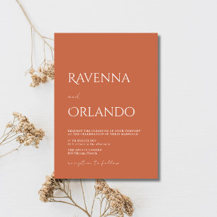 Convites Casamento Simples Minimalista Terracota Moderna