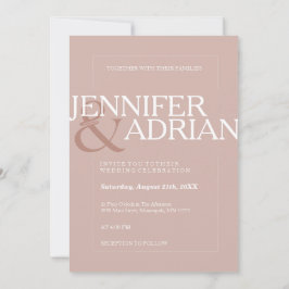 Convites Casamento Simples Mínimo Moderno Rosa-Silver