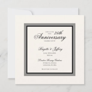 Convites Casamento simples moderno branco de 25 anos de ani