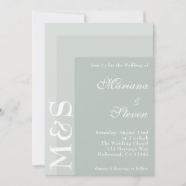 Convites Casamento Simples Moderno Chic Script Verde Sálvia
