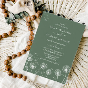 Convites Casamento Simples Moderno com Flores Silvestres Ve