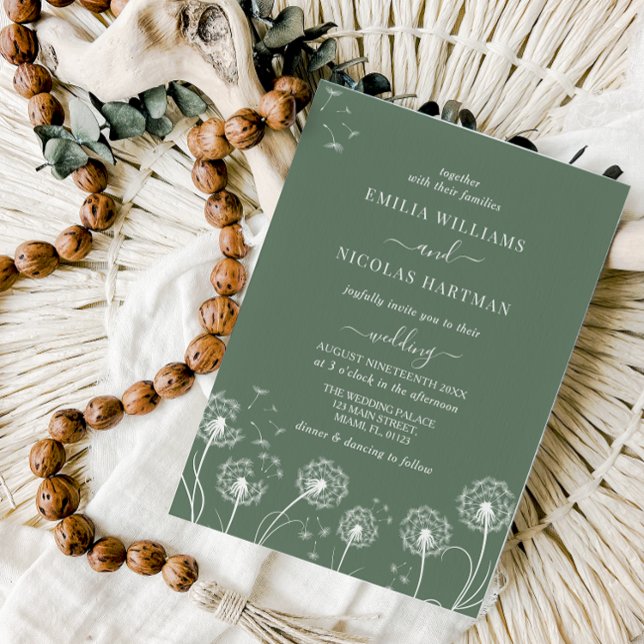 Convites Casamento Simples Moderno com Flores Silvestres Ve (Criador carregado)