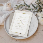 Convites Casamento Simples Moderno da Elegância<br><div class="desc">Quadro de ouro falso moderno e elegante,  com script de na moda e conteúdo de fontes serif em fundo de marfim,  simples e sofisticado. Excelente para casamento clássico moderno,  casamento vintage luxo e simples casamento formal. Veja todas as peças correspondentes na coleção.</div>