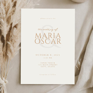 Convites Casamento Simples Moderno De Ivory Tan
