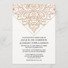 Convites Casamento Simples Moderno de Lace Scroll Swirl