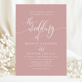 Convites Casamento Simples Moderno em Rosa Poeirento