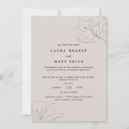 Convites Casamento Simples Moderno em Tom Rosa Floral Delic