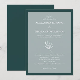 Convites Casamento Simples Moderno Emerald Green