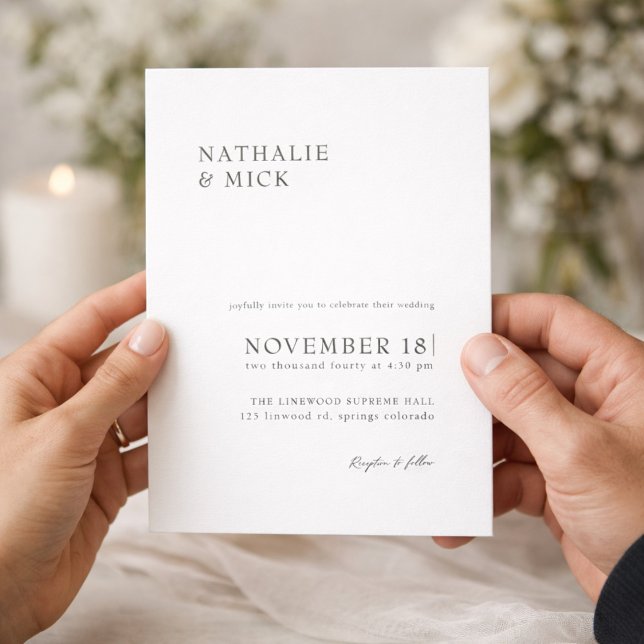 Convites Casamento Simples Moderno Minimalista Monocromátic (Criador carregado)