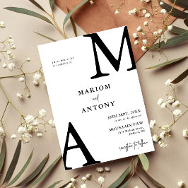 Convites Casamento Simples Moderno Minimalista Preto e Bran