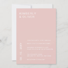 Convites Casamento Simples Moderno Mínimo de Blush