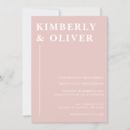 Convites Casamento Simples Moderno Mínimo de Blush