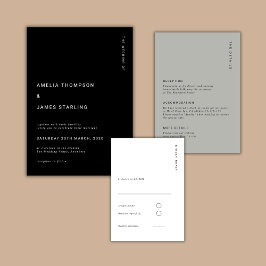 Convites Casamento Simples Moderno Preto Minimalista e Chic