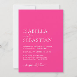 Convites Casamento Simples Moderno Rosa Intenso