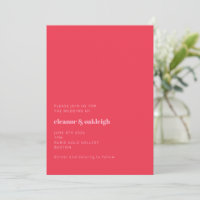 Casamento Simples Moderno Rosa Vermelho Brilhante