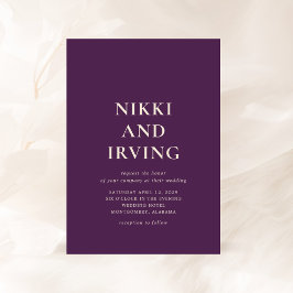 Convites Casamento Simples Moderno Roxo e Ousado