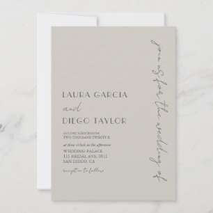 Convites Casamento Simples Moderno Taupe