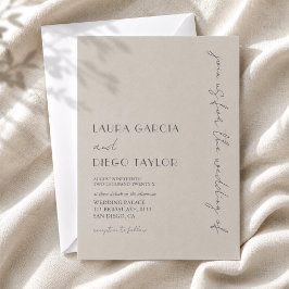 Convites Casamento Simples Moderno Taupe