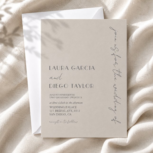 Convites Casamento Simples Moderno Taupe (Criador carregado)