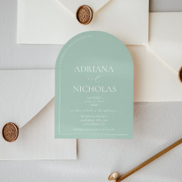 Convites Casamento Simples Moderno Verde Pastel 