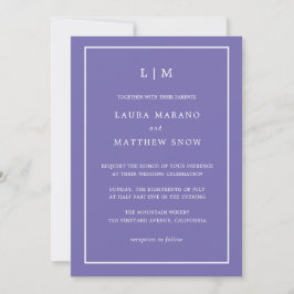 Convites Casamento Simples Monograma Roxo Mínimo