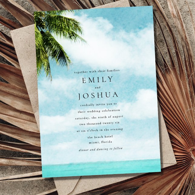 Convites Casamento Simples na Praia (Simple Beach Wedding Invitation)