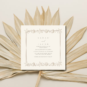 Convites Casamento Simples na Praia com Borda de Conchas