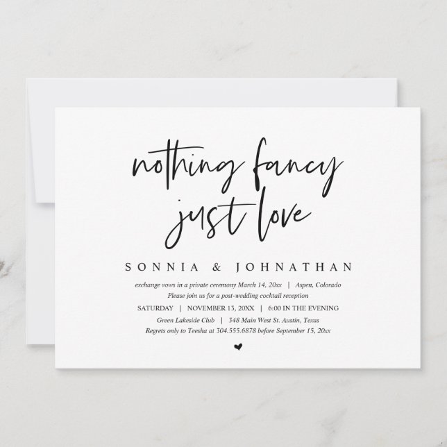 Convites Casamento Simples, Nada de Luxo, Apenas Amor (Frente)