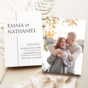 Convites Casamento Simples Negro Branco Minimalista