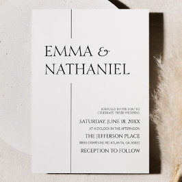 Convites Casamento Simples Negro Branco Minimalista