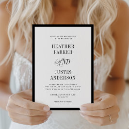 Convites Casamento Simples Negro e Branco Clássico