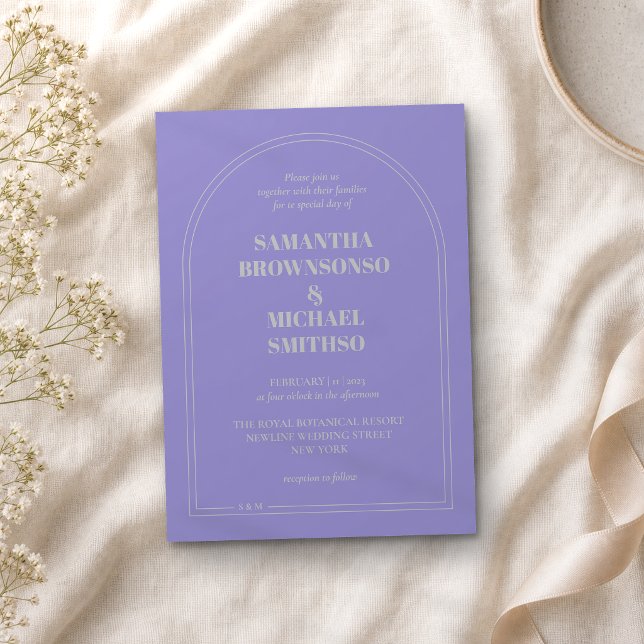 Convites Casamento Simples Prata Lavanda Mínimo (Criador carregado)