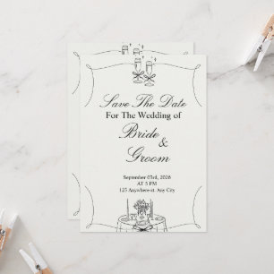 Convites Casamento Simples Preto e Bege