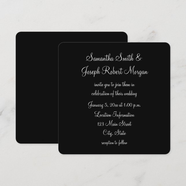 Convites Casamento Simples Preto e Branco (Frente/Verso)
