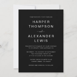 Convites Casamento Simples Preto e Branco com Tipografia Mo